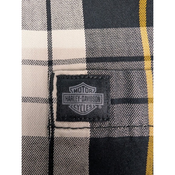 Harley Davidson Shirt Men's L Black Check Plaid Button Down Logo - Picture 4 of 13
